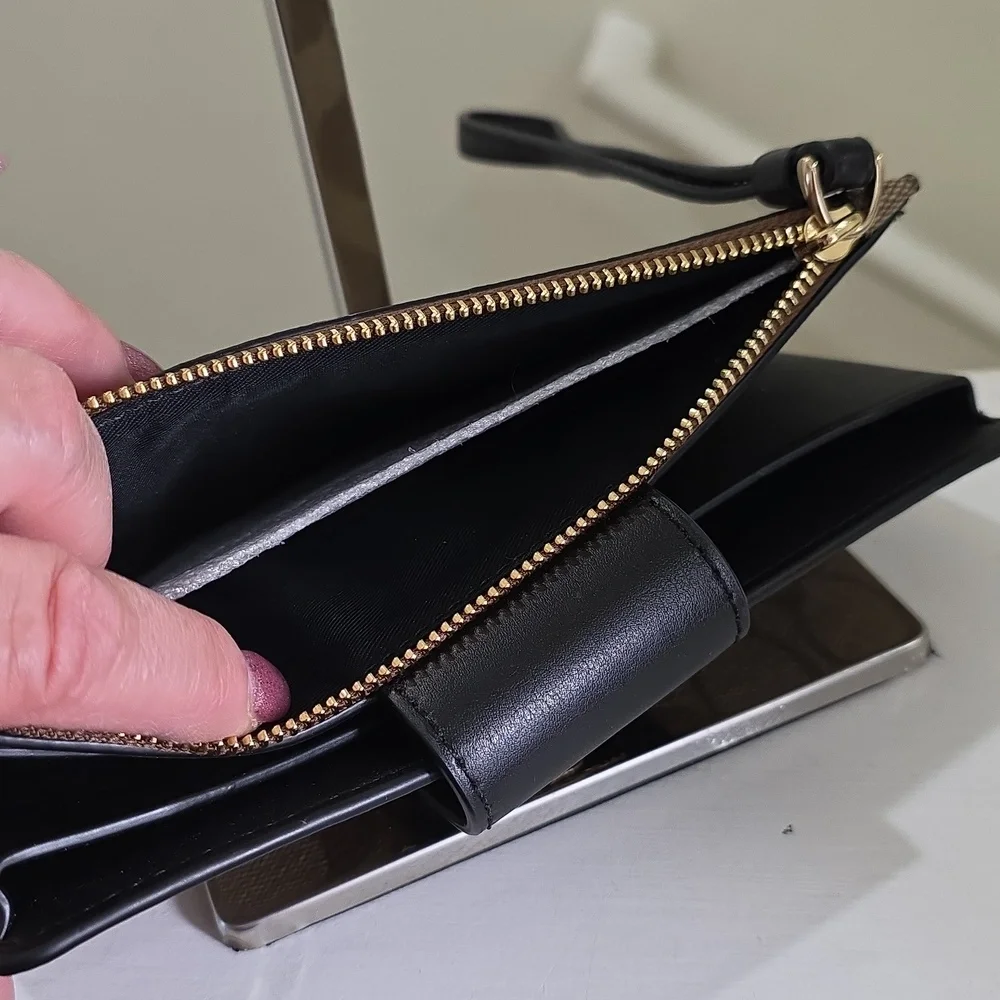 COACH C2874 Phone Wallet In Signature Canvas Gold/Walnut/Black NWOT - Picture 13 of 15